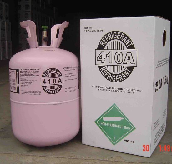 Introducción del cilindro de gas refrigerante R410a de 11,3 kg