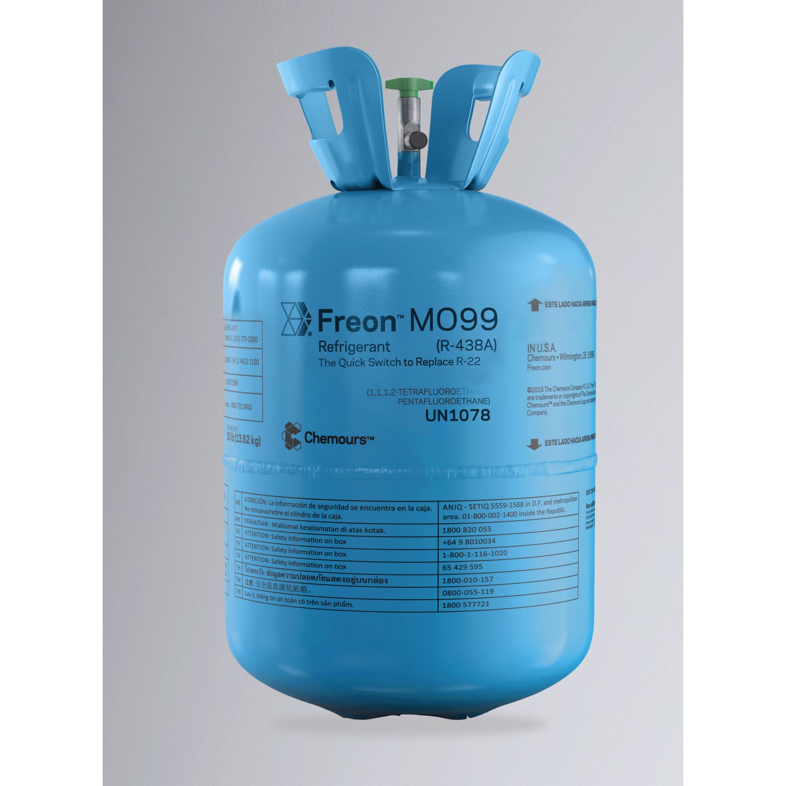 Produzca gas refrigerante R438A en un cilindro de 11,3 kg