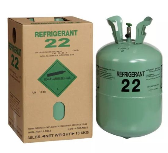 Gas refrigerante R22 llenado en 13.6 kg de cilindro desechable